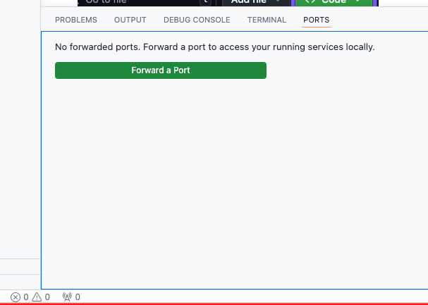 Codespaces Ports tab